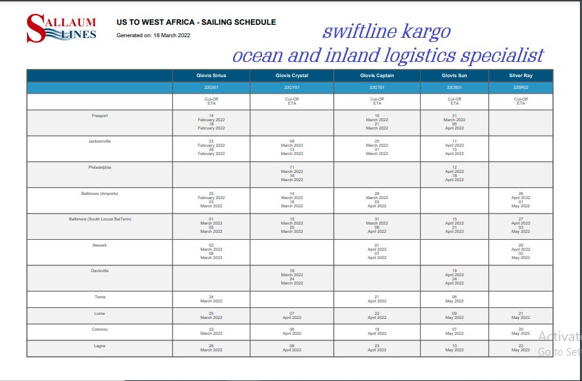 Sallaum Lines Sailing Schedule